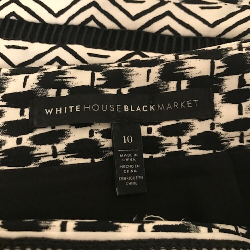 White House Black Market Women's Black & White Geometric Pencil Skirt Size 10 - Picture 7 of 9